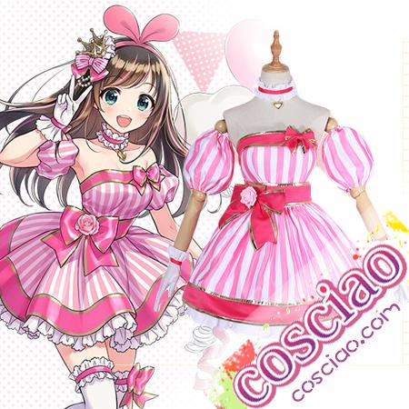 【生産終了】キズナアイ コスプレ衣装 ローソンコラボ キャンペーンドレス ピンク バーチャルYouTuber かわいい Kizuna Ai