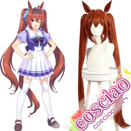 ウマ娘 ダイワスカーレット コスプレウィッグ ツインテール 耐熱かつら